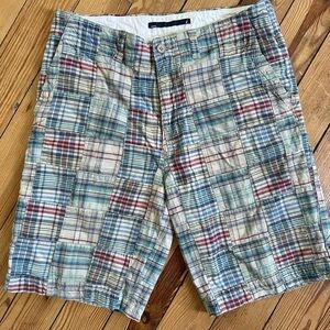 Nautica Multicolor Plaid Patchwork Cargo Shorts